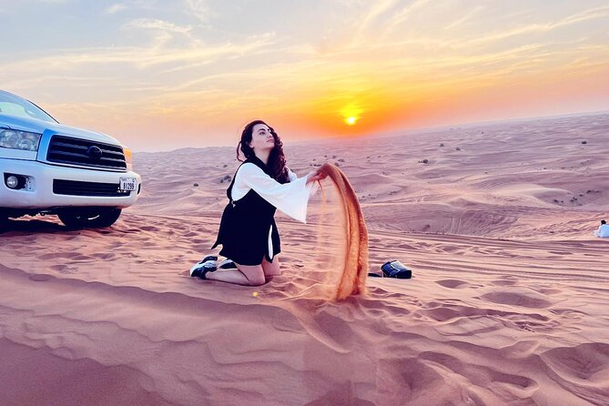 4X4 Dubai Desert Safari with BBQ dinner, Camels & Live Show - The 20-minute dune-bashing ride