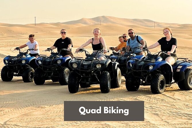 Abu Dhabi Desert Safari With BBQ Dinner & Live Shows - Sunset photos, sandboarding, and a short camel ride