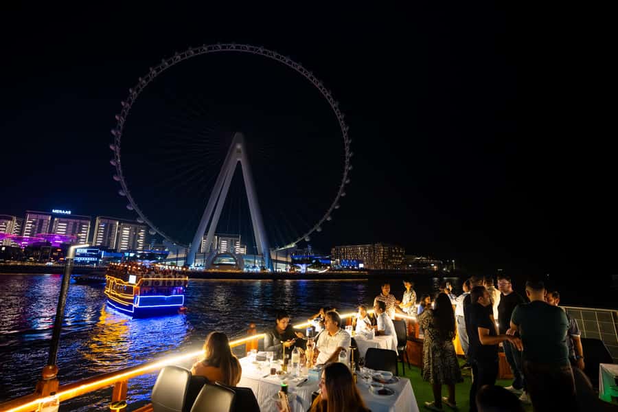 Best 5-Star Dhow Dinner Cruise Dubai Marina Jack Sparrow - Setting off from Dubai Harbour at Gate P1