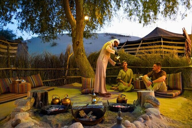 Desert Safari Dubai 30 Mins Quad Bike, Sand Board, Camel Ride BBQ - Welcome drinks, henna, and the Bedouin-style camp