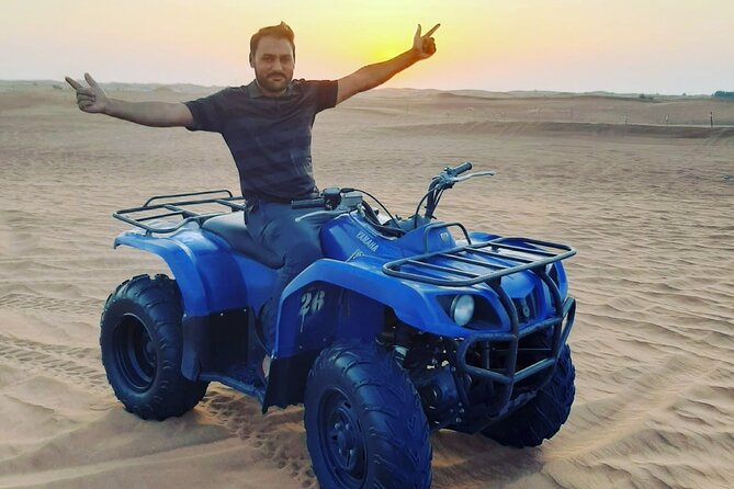 Desert Safari, Quad Biking, Sand Surfing and BBQ Dinner In Dubai - Sunset photos before the camp