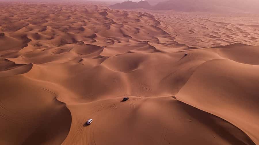 Wind-carved red dune ridge in the Arabian desert