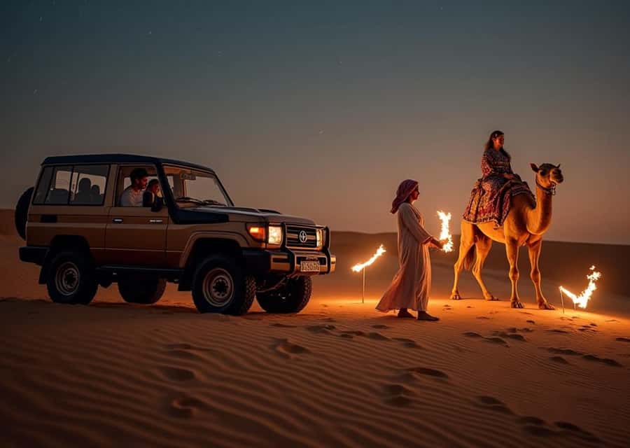 Doha: Nighttime Desert Safari with Dune Bashing & Camel Ride - Sealine Beach Resort: your first taste of the sand