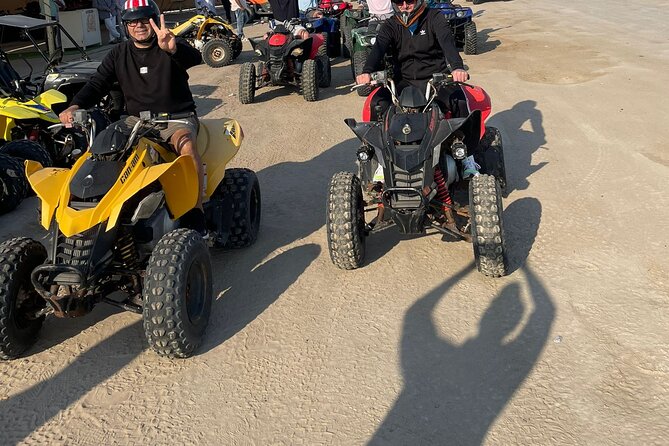 Doha Qatar ATV Quad Bike Buggy Dune Bashing and Camel Ride - Returning to Doha after the tires are inflated