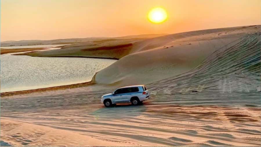 Doha :Sunrise/ Sunset Desert Safari CamelRide & Sandboarding - From Doha to Qatar’s golden dunes