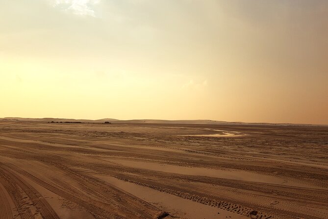 Doha: Sunrise /Sunset Desert Safari with Sand Boarding,Camel ride - Khor Al Udaid and the Inland Sea