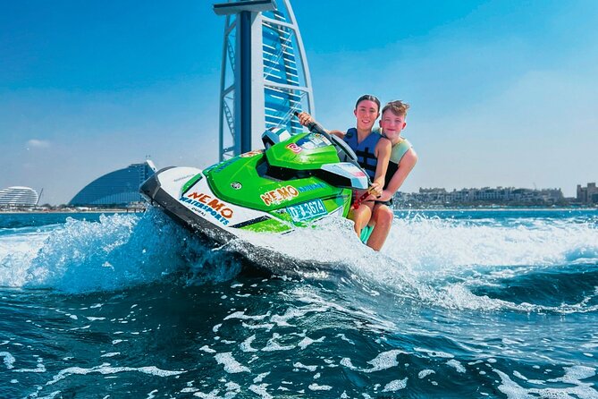Dubai: 30min Jet Ski: Burj Al Arab w Pics, Videos, free Ice Cream - Riding past Burj Al Arab and Jumeirah Beach Hotel