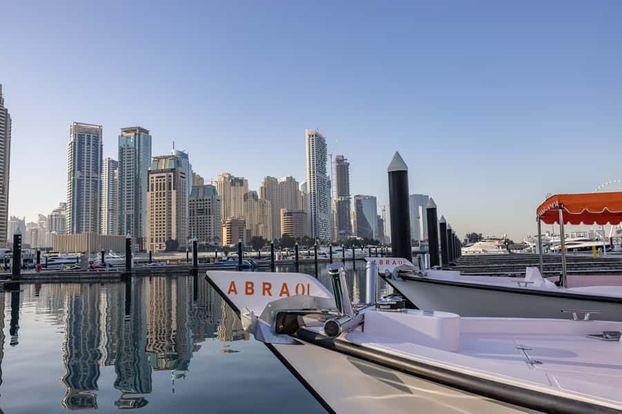 Dubai: Abra Boat Tour in Dubai Marina, Ain Dubai, JBR - Dubai Marina and Marina Mall from the water