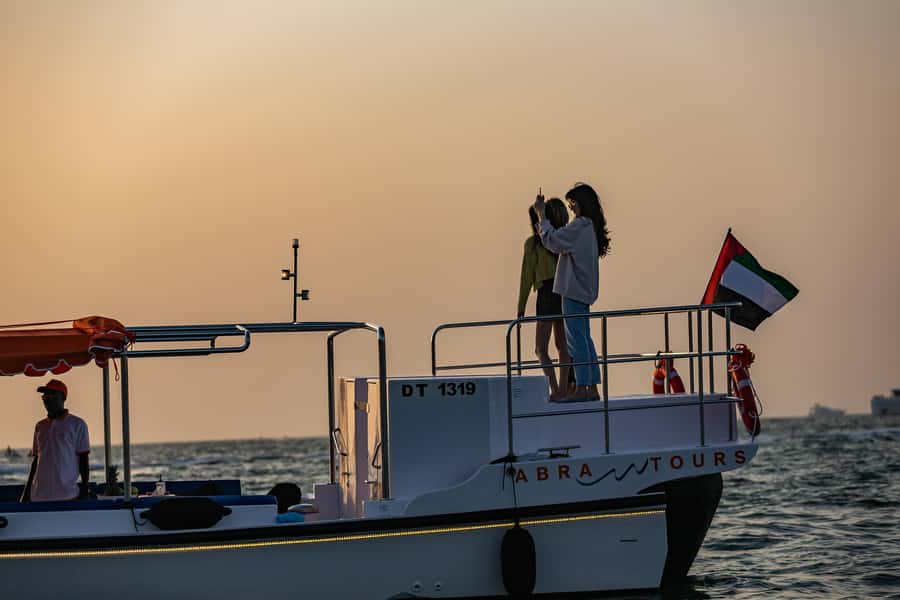 Dubai: Abra Boat Tour in Dubai Marina, Ain Dubai, JBR - Ain Dubai at sunset
