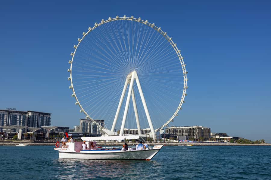 Dubai: Abra Boat Tour in Dubai Marina, Ain Dubai, JBR - Swimming, snacks, and onboard comfort