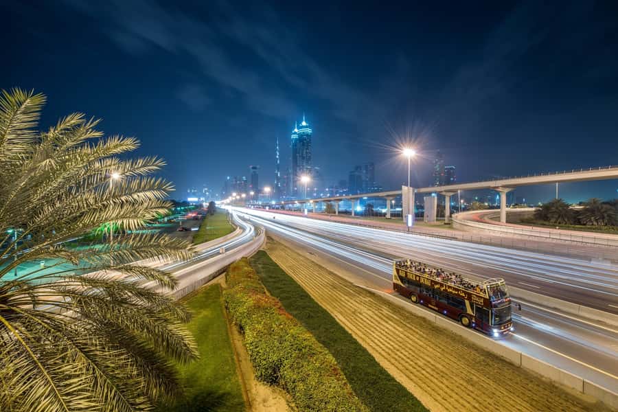 Dubai: Big Bus Panoramic Night Tour & Optional Dinner Cruise - Dubai after dark from the top deck