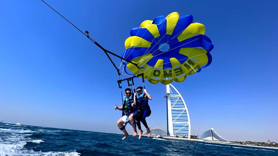 Dubai: Burj Al Arab Parasailing, Ice Cream, Pics, and Videos - The five-minute boat ride to open water