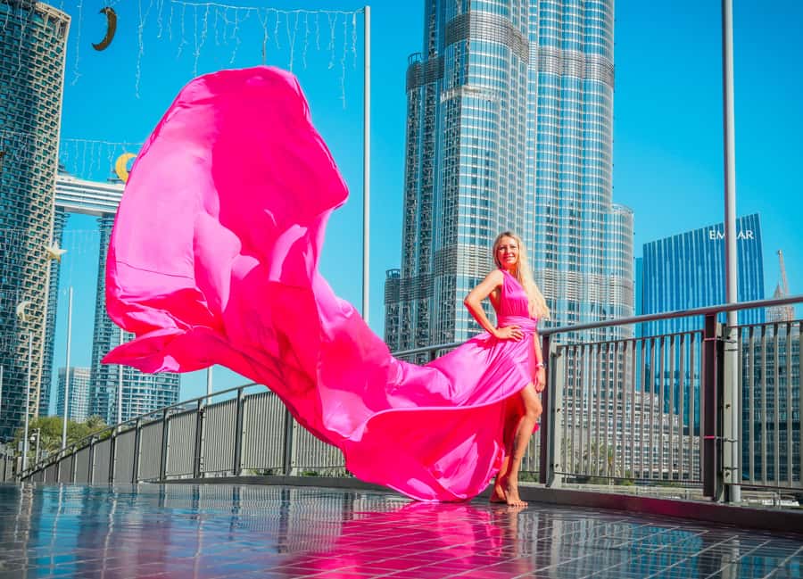 Dubai: Burj Khalifa Flying Dress Videography Shoot - Dubai Opera and the final shots