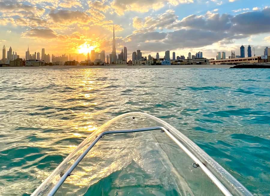 Dubai: Clear Kayaking Experience with Burj Khalifa View - A clear view of Dubai from the water
