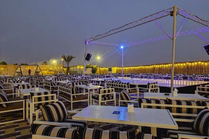 Dubai Desert Safari Adventure, Camel Ride, Sand surf, BBQ Dinner - The desert camp: three hours of food and entertainment
