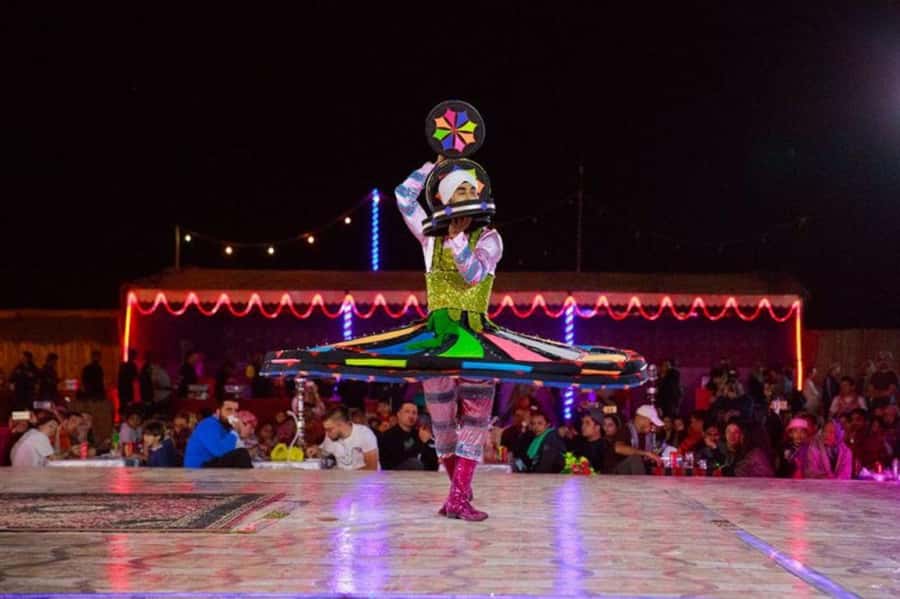 Dubai: Desert Safari, Camel Ride, Sandboard & Buffet Dinner - Buffet dinner and live entertainment