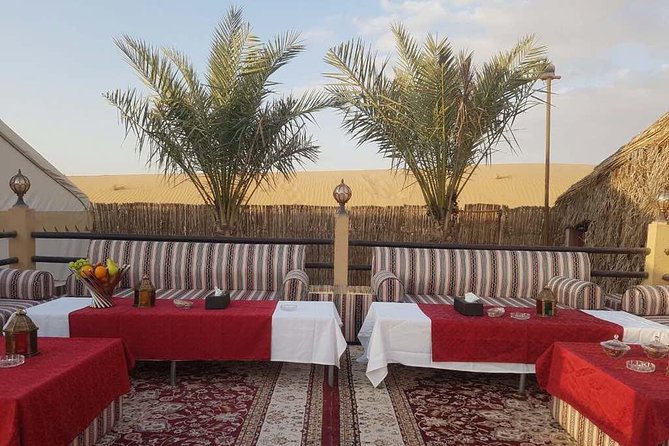 Dubai Desert Safari evening with VIP Treat , BBQ Buffet and Exciting Liveshows - Sandboarding and the short camel ride