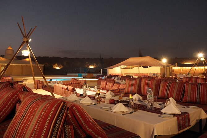 Dubai Desert Safari with Desert Camp Dinner, Camel Ride & Shows - Arabic dinner and what the price covers