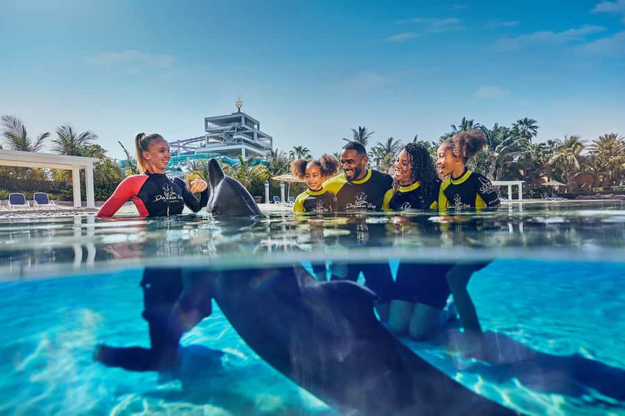 Dubai: Dolphin Encounter & Aquaventure Waterpark Ticket - Meeting your dolphin at Atlantis the Palm