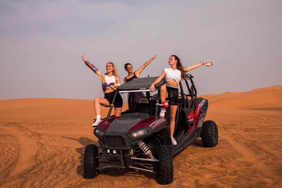 Dubai: Dune Buggy Desert Safari, Camel Ride & Sandboarding - Getting ready for a 1000cc buggy