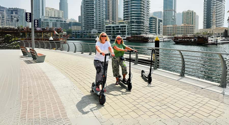 Dubai: E-Scooter Guided Tour of Marina, JBR & Bluewaters - Marina Walk and the mosque stop