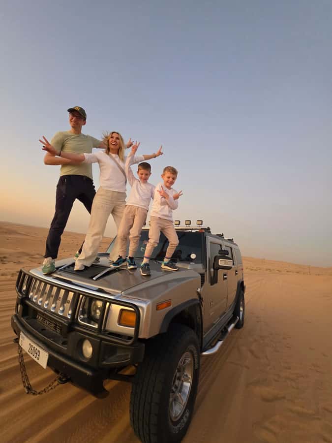 Dubai Hummer Safari Adventure & Traditional Dress Photoshoot - From Dubai pickup to the Lahbab dunes