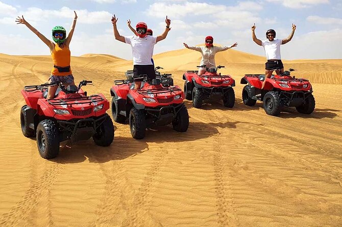 Dubai: Jeep Desert Safari, Camel Ride, and Quad Bike Tour - Quad biking at Lahbab