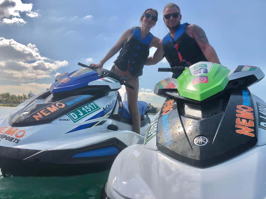 Dubai Jet Ski: Burj Khalifa, Burj Al Arab, Pics & Ice Cream! - Atlantis The Royal and the wider Dubai skyline