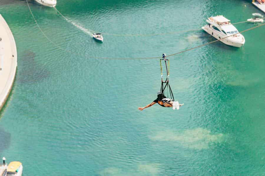 Dubai: Marina Ziplining with Photos, Video and Meal - Flying above Dubai Marina