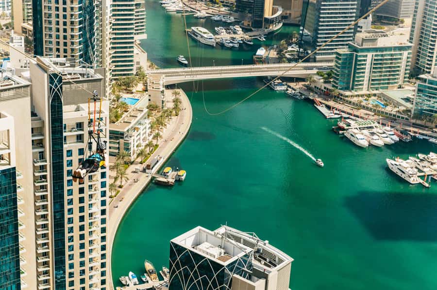 Dubai: Marina Ziplining with Photos, Video and Meal - The Five Guys meal