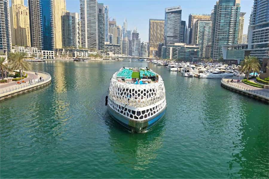 Dubai: Mega Yacht Dinner Cruise with Buffet - Lotus Royale, or a similar yacht