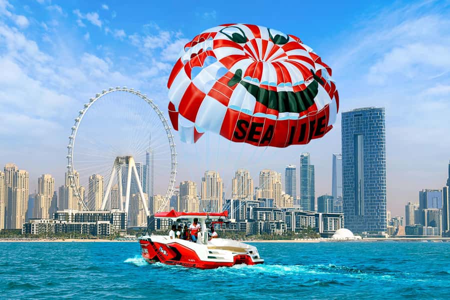 Dubai: Palm View and JBR View Parasailing Experience - JBR, Ain Dubai, and Palm Jumeirah from the water