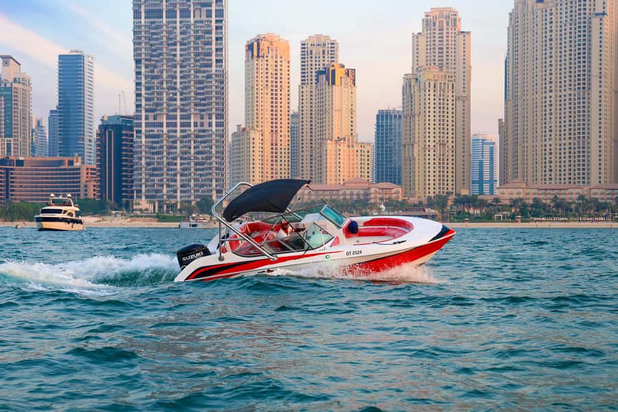 Dubai: Private Boat Tour - JBR/Burj Al Arab/Atlantis options - Dubai Marina starts with a slow look