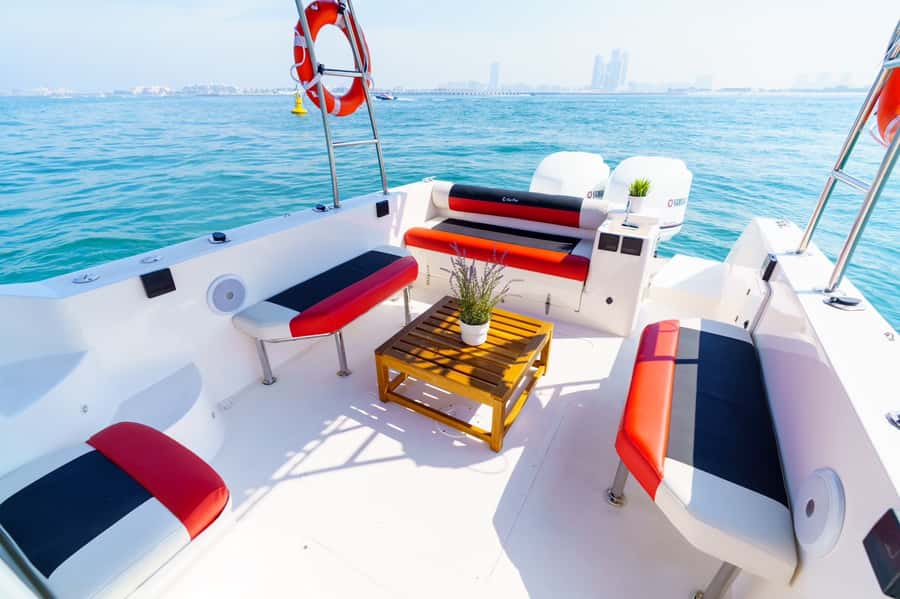 Dubai: Private Coastline Landmarks Mini-Yacht Tour - Palm Jumeirah from the lagoon and outer coast
