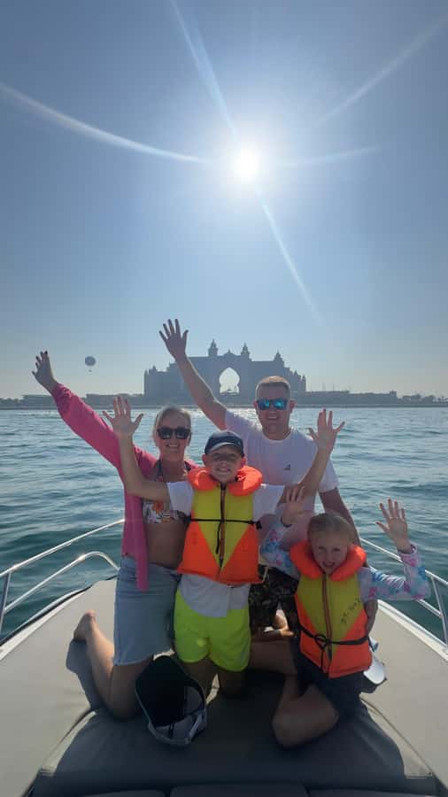 Dubai: Private Sea Escape Cruise - Swim, Tan & Sightsee - Dubai Eye from the water