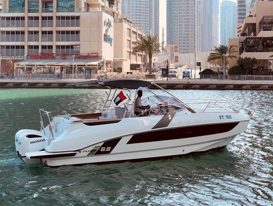 Dubai: Private Sea Escape Cruise - Swim, Tan & Sightsee - Palm Jumeirah and Atlantis on the two-hour route