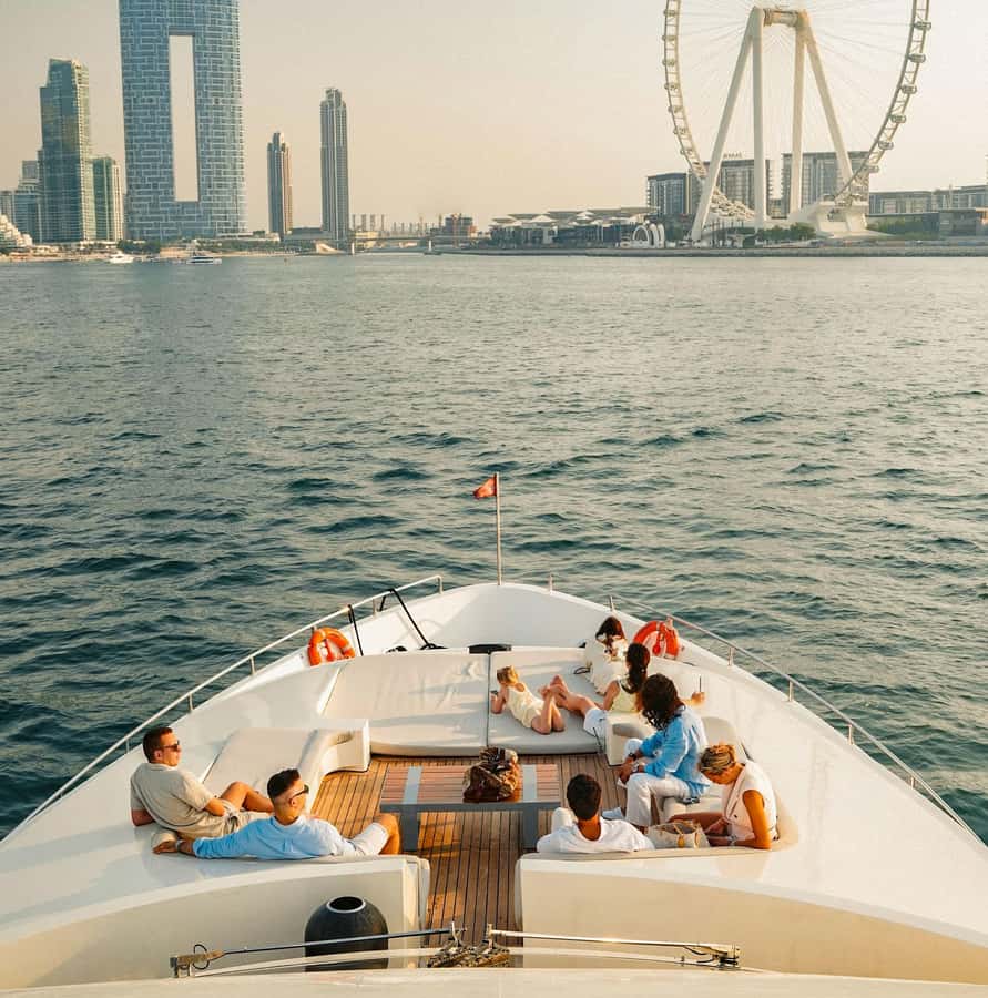 Dubai: Superyacht Experience with Live Music & Drinks - The top deck party and the quieter lower levels