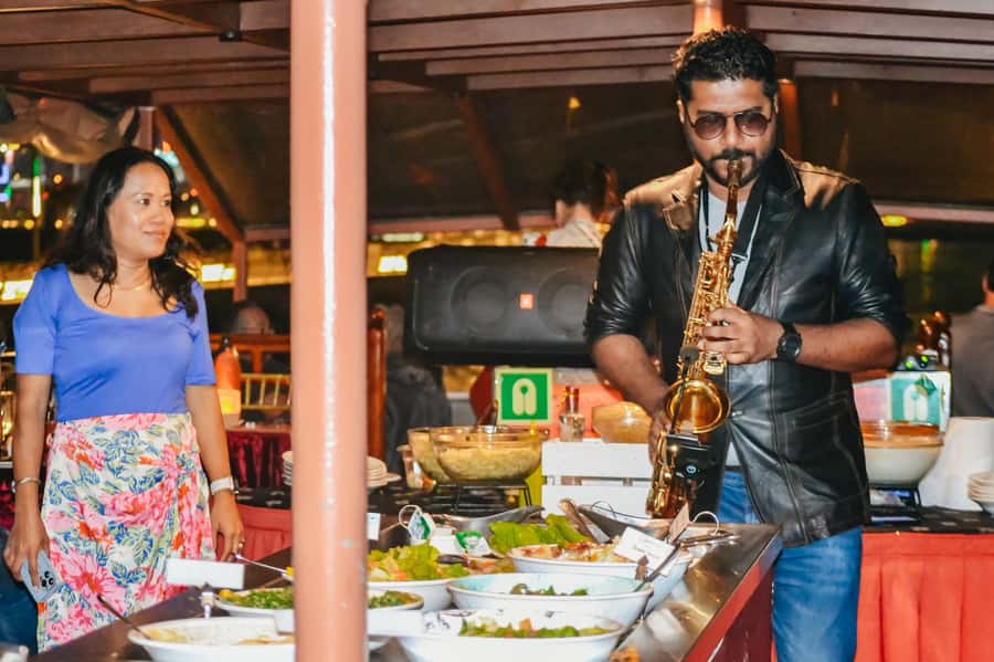 Dubai: Water Canal Cruise and La Perle Show with Dinner - Dinner, saxophone music, and the first views