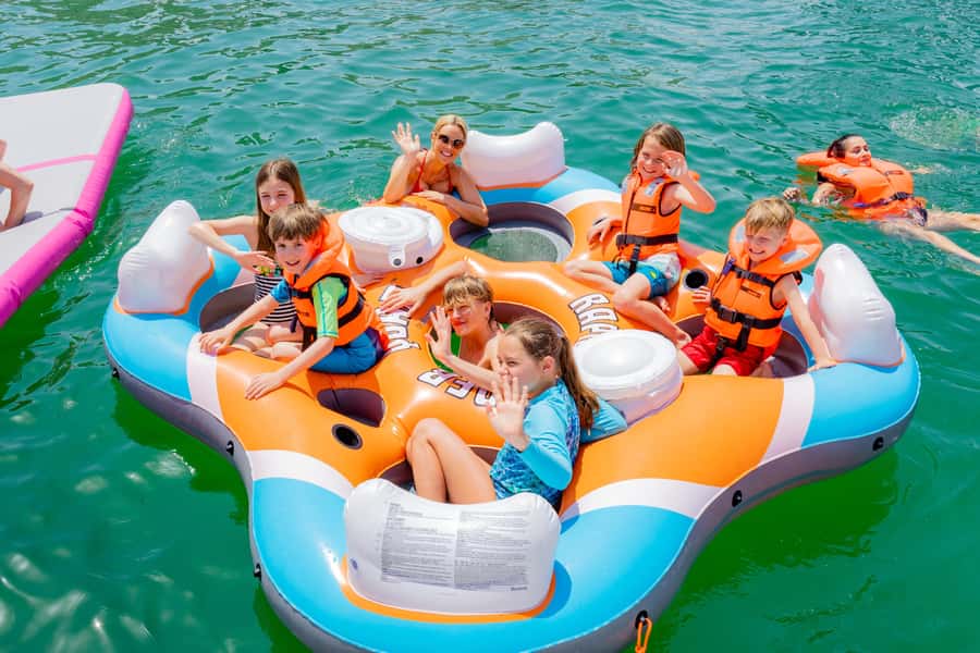 Dubai: Yacht Cruise with Swimming, Snorkeling and BBQ Lunch - The JBR swim stop and floating pool