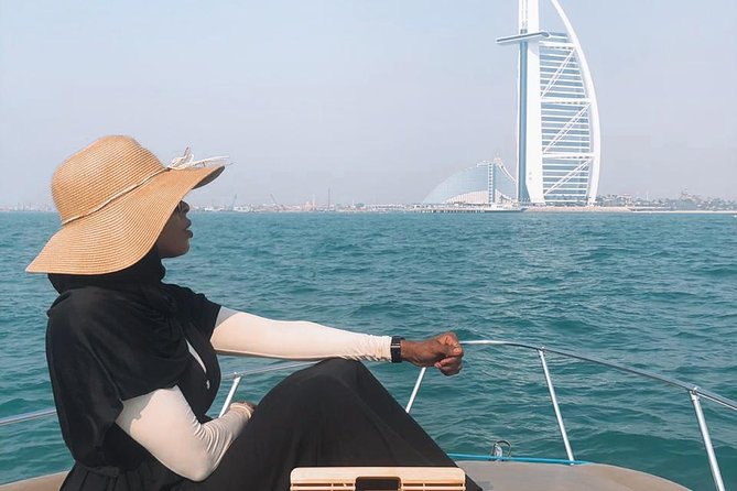 Dubai Yacht Sea escape Cruise, Swim, Tan & Sightsee! - Palm Jumeirah and Atlantis from the sea