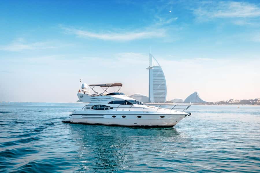 Dubai Yacht Tour - Boat Trip upto 12 guests Private event - One Hour Around Marina Canal and JBR