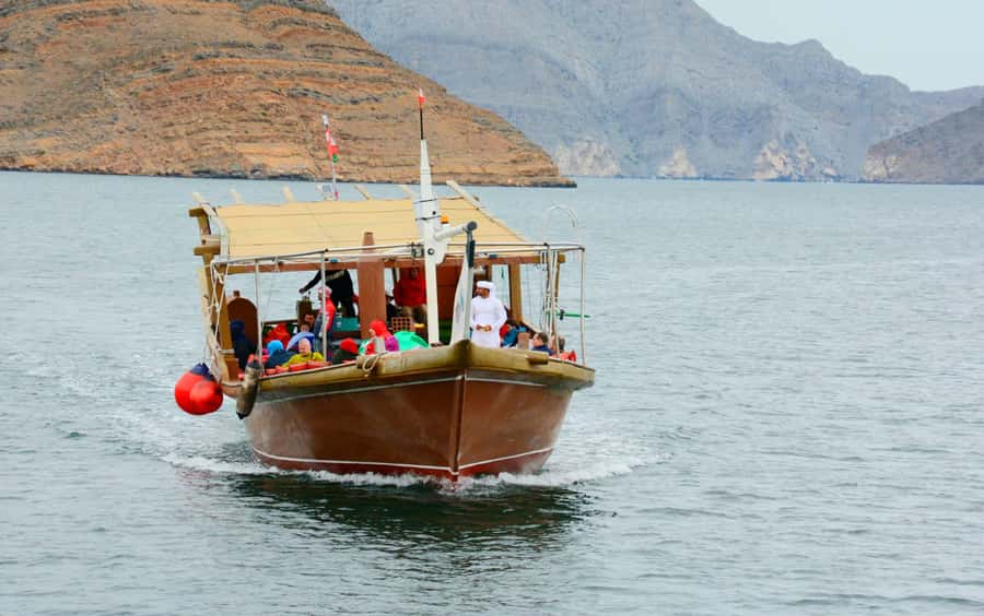 Khasab: Khor Sham Half-Day Cruise with Snorkeling & Dolphins - Sailing into Khor Sham on a traditional dhow