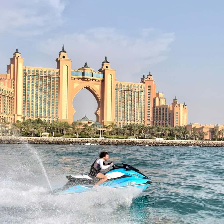Palm Jumeirah: 1.5-Hour Guided Jet Ski Tour - Cruising toward Palm Jumeirah and Atlantis