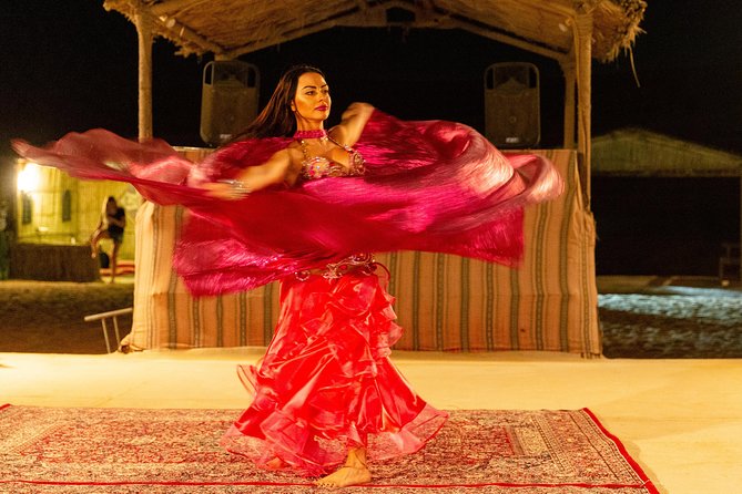 Premium Dubai Desert Safari with BBQ Dinner in the Red Dunes - Tanoura, Fire, and Belly Dancing Under the Stars