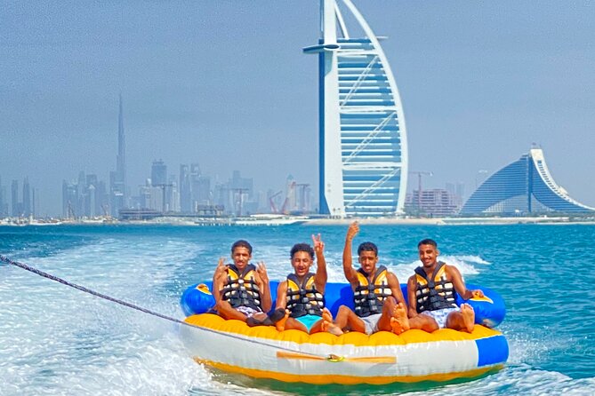 Private 60-min Group Tubing on Speedboat in Dubai - Taking turns on the inflatable tube