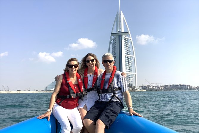 Speedboat Dubai: 60 Mins Guided Burj Al Arab & Atlantis Tour - Following Palm Jumeirah toward its outer end